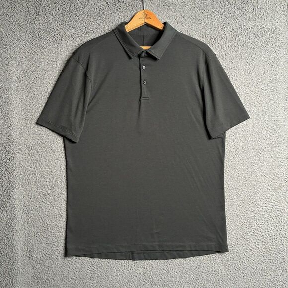 Lululemon Men’s Black Performance Evolution Polo Shirt Size L Stretch Golf - Picture 8 of 11